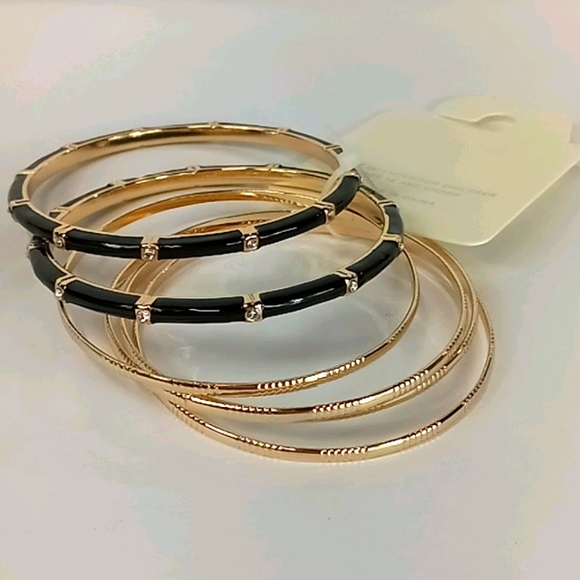 NEW Cato goldtone & Black Bangle Bracelets - Picture 4 of 5